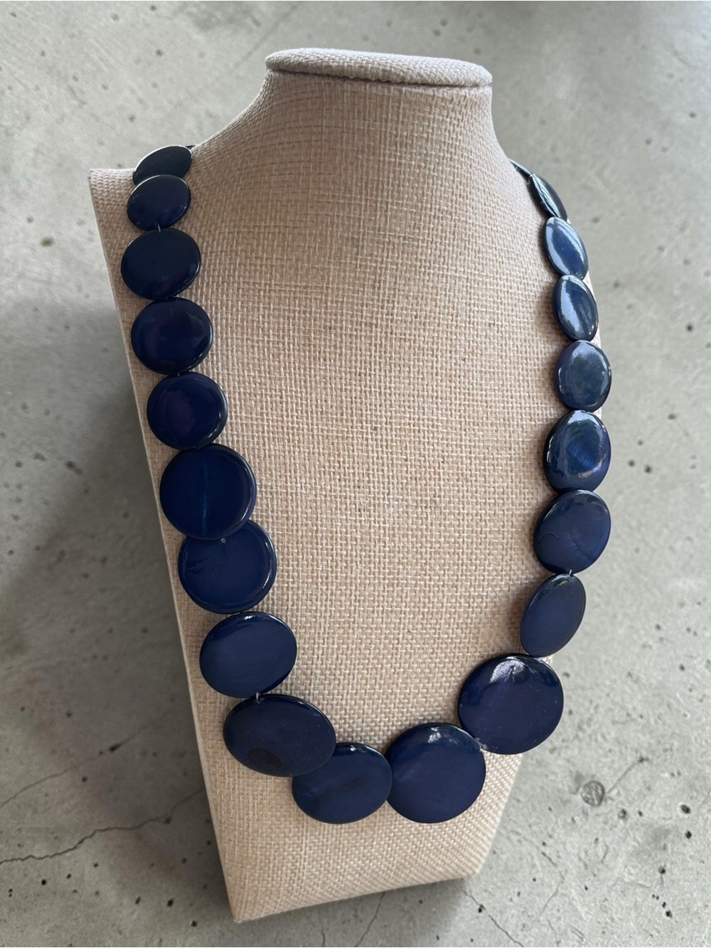 Charming Charlie Cobalt Blue Graduated Disc Statement Necklace